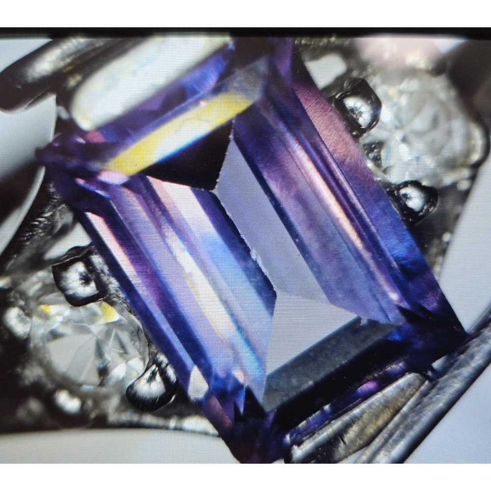 .60ct 10k Emerald Cut Purple Blue Synthetic Alexandrite Ring Child Size 2.25 - Picture 16 of 17